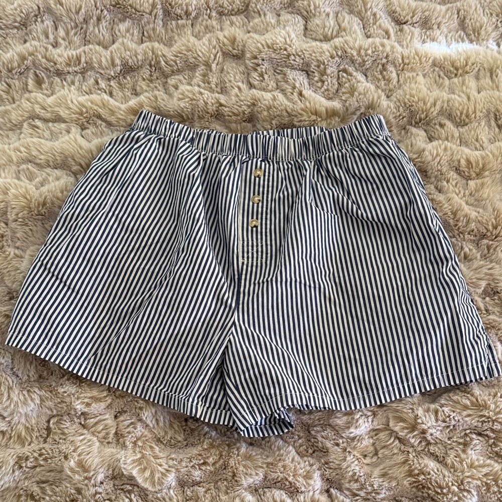 Striped Navy and White Women's Shorts